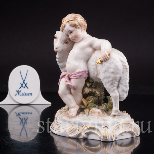 Статуэтка из фарфора Младенец с овечкой (Иоанн Креститель с Агнцем), Meissen, Германия, сер. 19 - нач. 20 вв.