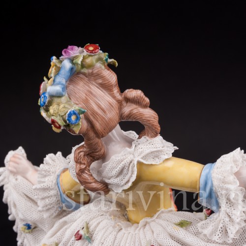 Статуэтка из фарфора Танцовщица Весна, кружевная, Volkstedt, Германия, нач. 20 в.