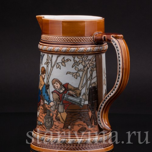 Антикварный пивной кувшин Ландскнехты, 1л, Villeroy & Boch, Германия, 1893 г.