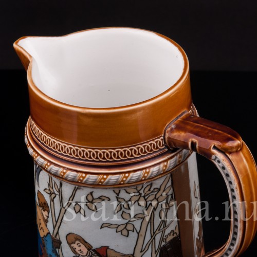 Антикварный пивной кувшин Ландскнехты, 1л, Villeroy & Boch, Германия, 1893 г.