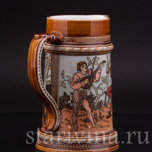 Антикварный пивной кувшин Ландскнехты, 1л, Villeroy & Boch, Германия, 1893 г.