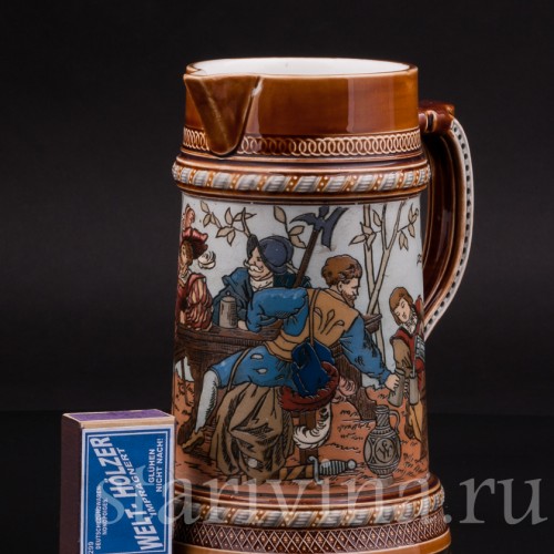 Антикварный пивной кувшин Ландскнехты, 1л, Villeroy & Boch, Германия, 1893 г.