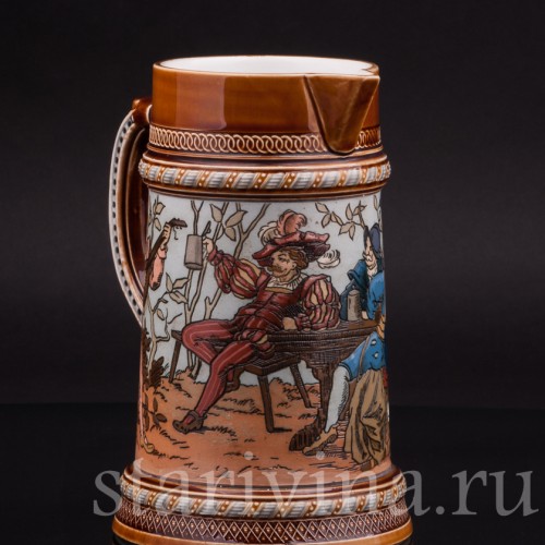 Антикварный пивной кувшин Ландскнехты, 1л, Villeroy & Boch, Германия, 1893 г.