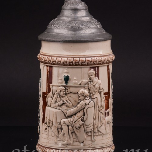 Старинная пивная кружка Шахматная партия, 0.5 л, Marzi & Remy, Германия, нач. 20 в.