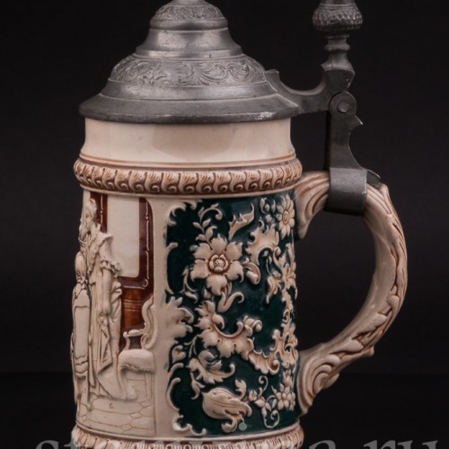 Старинная пивная кружка Шахматная партия, 0.5 л, Marzi & Remy, Германия, нач. 20 в.