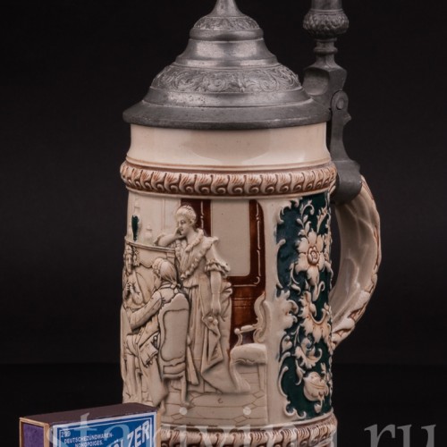 Старинная пивная кружка Шахматная партия, 0.5 л, Marzi & Remy, Германия, нач. 20 в.