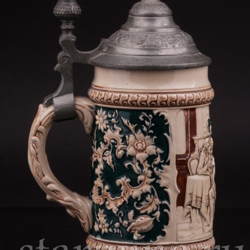 Старинная пивная кружка Шахматная партия, 0.5 л, Marzi & Remy, Германия, нач. 20 в.