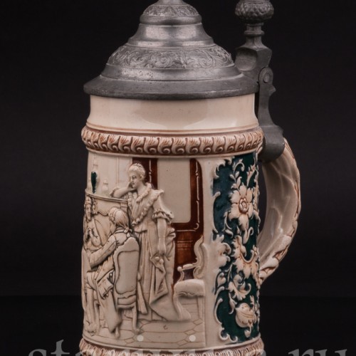 Старинная пивная кружка Шахматная партия, 0.5 л, Marzi & Remy, Германия, нач. 20 в.