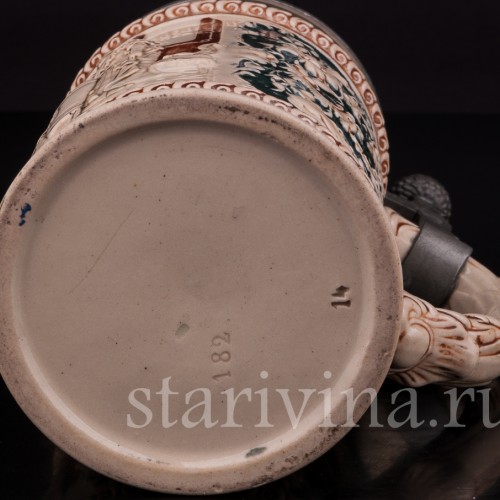 Старинная пивная кружка Шахматная партия, 0.5 л, Marzi & Remy, Германия, нач. 20 в.