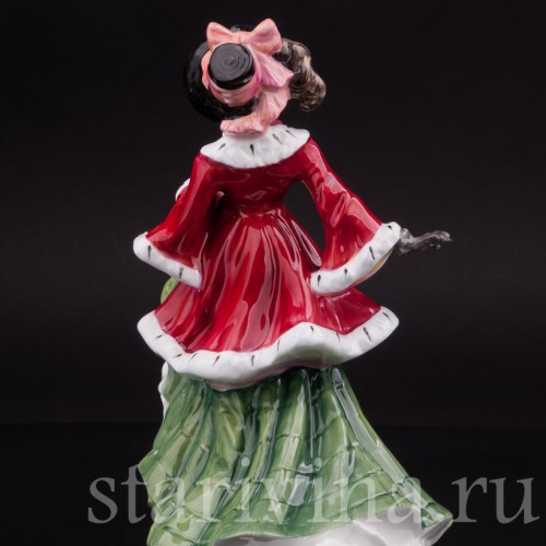 Фарфоровая статуэтка Зимний денёк, девушка в меховом манто, Royal Doulton, Великобритания, 1993 г.
