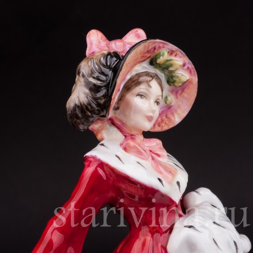 Фарфоровая статуэтка Зимний денёк, девушка в меховом манто, Royal Doulton, Великобритания, 1993 г.