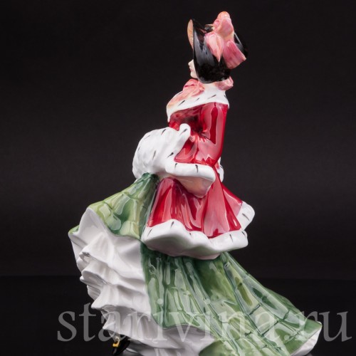 Фарфоровая статуэтка Зимний денёк, девушка в меховом манто, Royal Doulton, Великобритания, 1993 г.