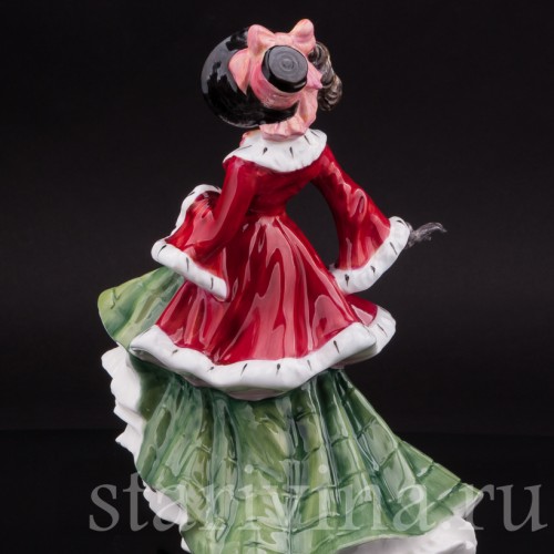Фарфоровая статуэтка Зимний денёк, девушка в меховом манто, Royal Doulton, Великобритания, 1993 г.