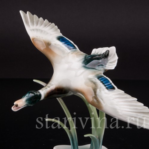 Статуэтка птицы из фарфора Взлетающий селезень, Alka Kaiser, Германия, сер. 20 в.