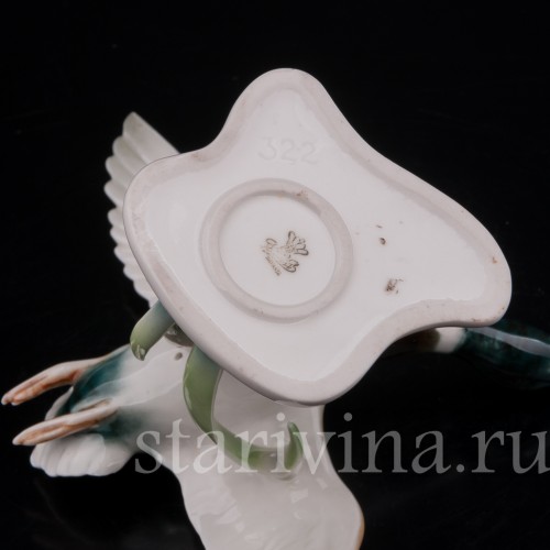 Статуэтка птицы из фарфора Взлетающий селезень, Alka Kaiser, Германия, сер. 20 в.