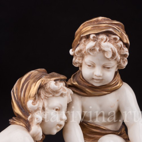 Композиция из фарфора Аллегория зимы, дети у костра, Karl Ens, Германия, 1900 гг.