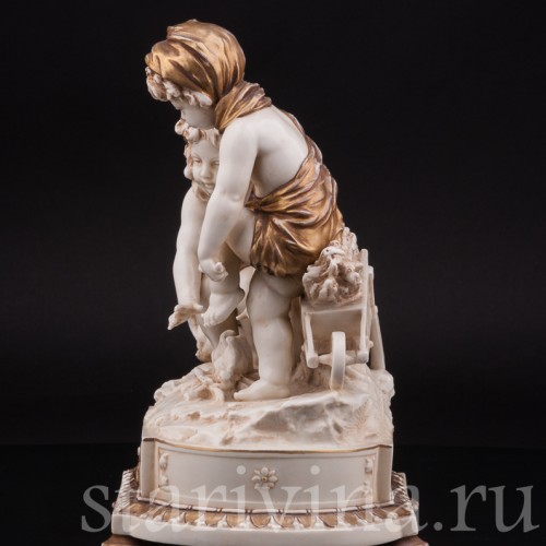 Композиция из фарфора Аллегория зимы, дети у костра, Karl Ens, Германия, 1900 гг.