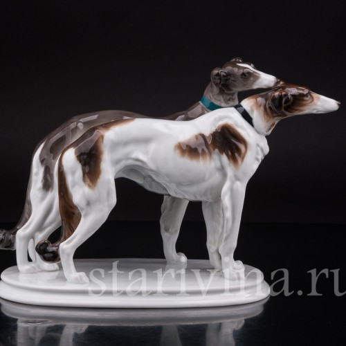 Фарфоровая статуэтка собак Две борзые, Karl Ens, Германия, 1920-30 гг.