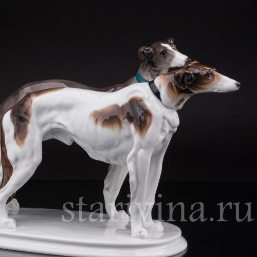 Фарфоровая статуэтка собак Две борзые, Karl Ens, Германия, 1920-30 гг.