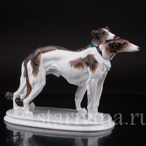 Фарфоровая статуэтка собак Две борзые, Karl Ens, Германия, 1920-30 гг.