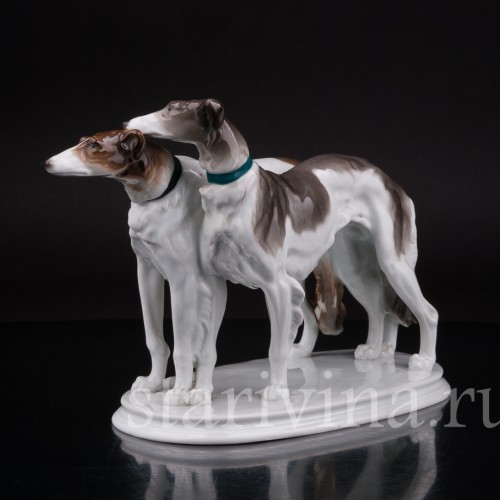 Фарфоровая статуэтка собак Две борзые, Karl Ens, Германия, 1920-30 гг.