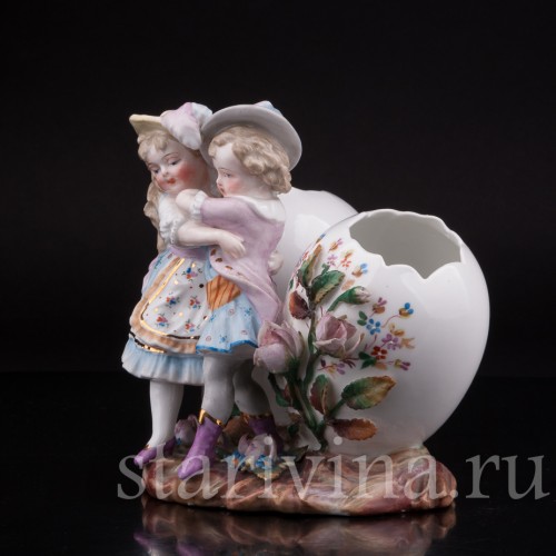 Фарфоровая Пасхальная композиция с детьми, Scheibe-Alsbach, Германия, кон. 19 - нач. 20 вв.