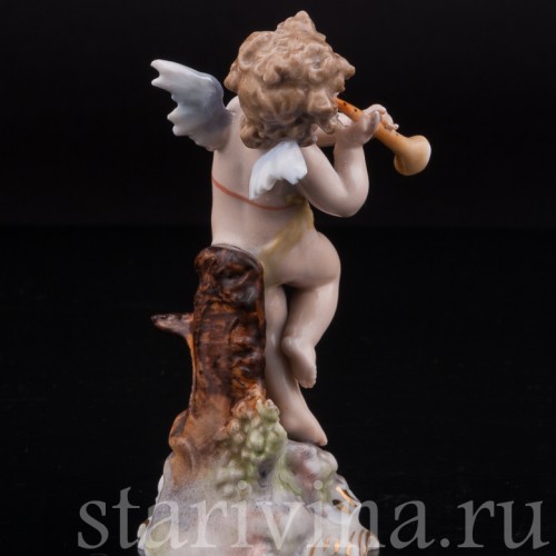 Фарфоровая фигурка Ангелочек с флейтой, миниатюра, Volkstedt, Германия, кон. 19 в.