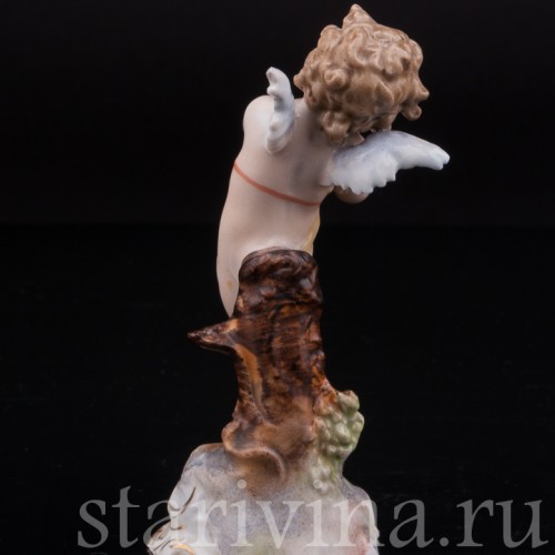 Фарфоровая фигурка Ангелочек с флейтой, миниатюра, Volkstedt, Германия, кон. 19 в.