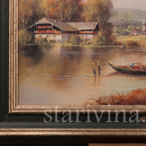 Картина маслом Деревенская идиллия, Германия, вт. пол. 20 в.