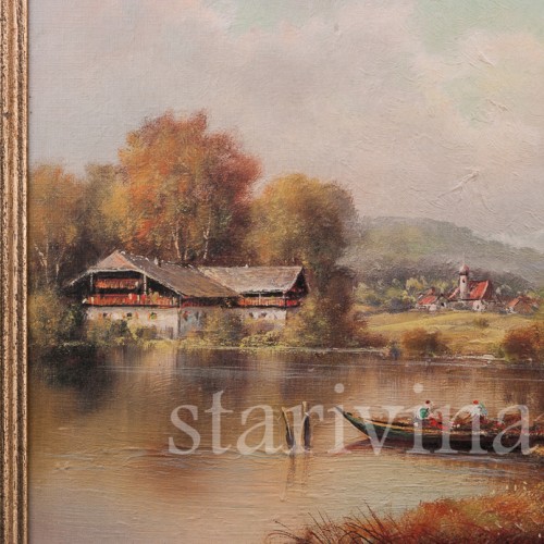 Картина маслом Деревенская идиллия, Германия, вт. пол. 20 в.