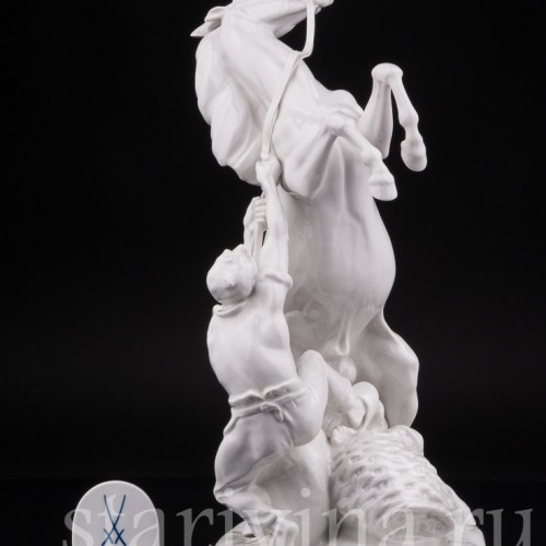 Кабинетная фарфоровая скульптура Укрощение коня, Meissen, Германия, 1965 г.