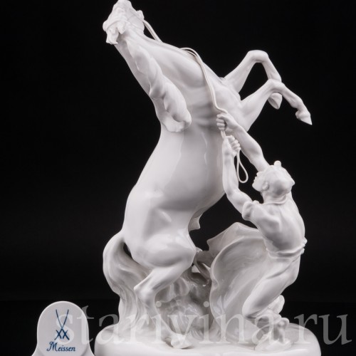 Кабинетная фарфоровая скульптура Укрощение коня, Meissen, Германия, 1965 г.