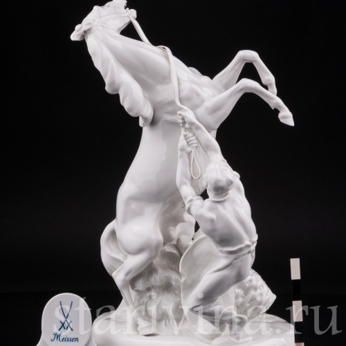Кабинетная фарфоровая скульптура Укрощение коня, Meissen, Германия, 1965 г.