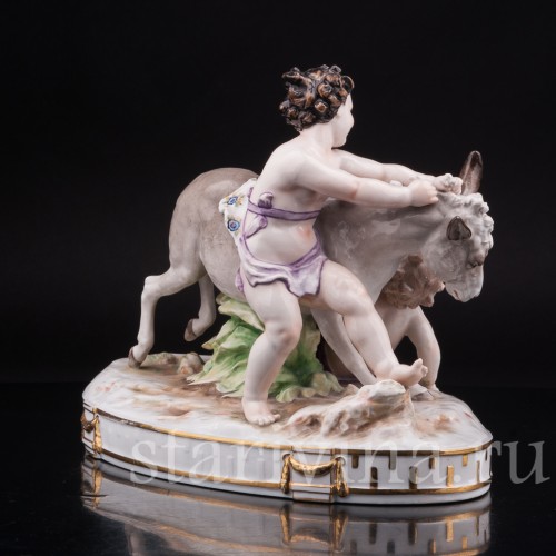 Фарфоровая композиция Дети с осликом, Дрезден, Германия, кон. 19 - нач. 20 вв.