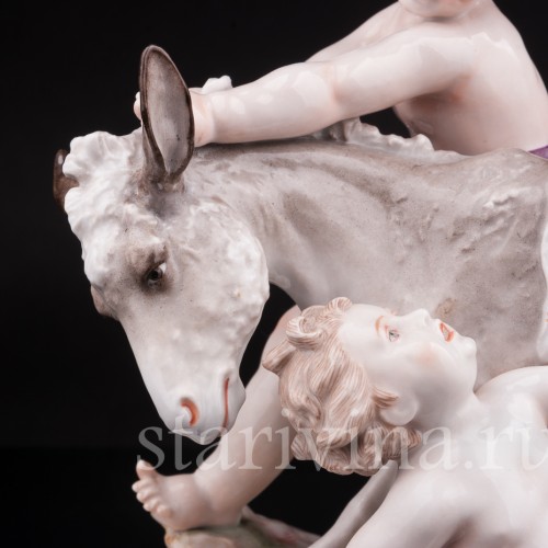 Фарфоровая композиция Дети с осликом, Дрезден, Германия, кон. 19 - нач. 20 вв.