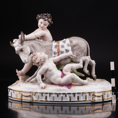 Фарфоровая композиция Дети с осликом, Дрезден, Германия, кон. 19 - нач. 20 вв.