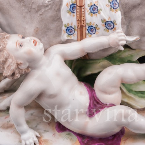 Фарфоровая композиция Дети с осликом, Дрезден, Германия, кон. 19 - нач. 20 вв.