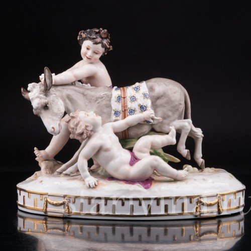 Фарфоровая композиция Дети с осликом, Дрезден, Германия, кон. 19 - нач. 20 вв.