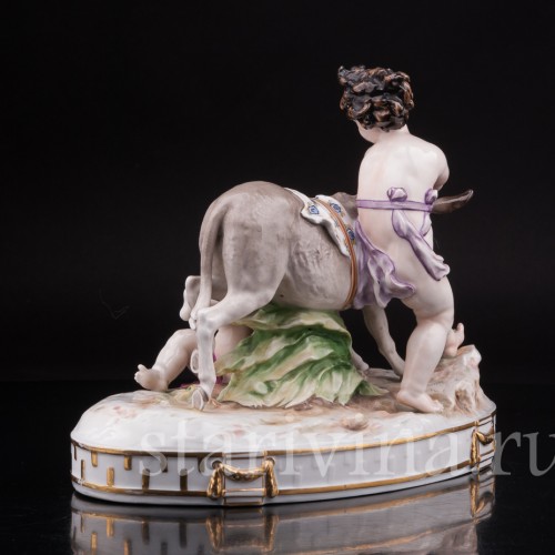 Фарфоровая композиция Дети с осликом, Дрезден, Германия, кон. 19 - нач. 20 вв.