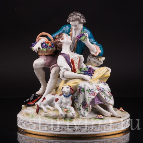 Фарфоровая композиция Пасторальная пара, Volkstedt, Германия, до 1935 г.