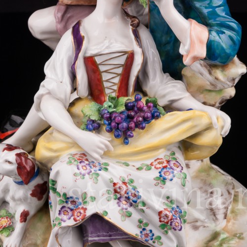 Фарфоровая композиция Пасторальная пара, Volkstedt, Германия, до 1935 г.