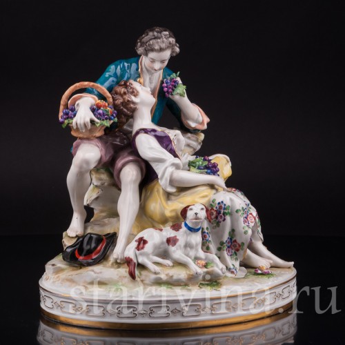 Фарфоровая композиция Пасторальная пара, Volkstedt, Германия, до 1935 г.