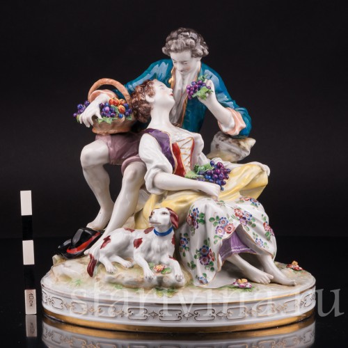 Фарфоровая композиция Пасторальная пара, Volkstedt, Германия, до 1935 г.