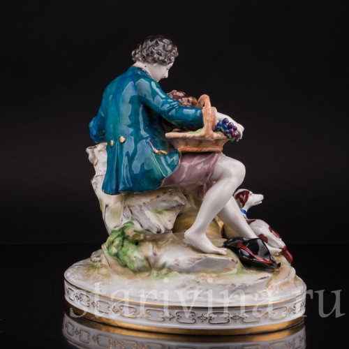 Фарфоровая композиция Пасторальная пара, Volkstedt, Германия, до 1935 г.