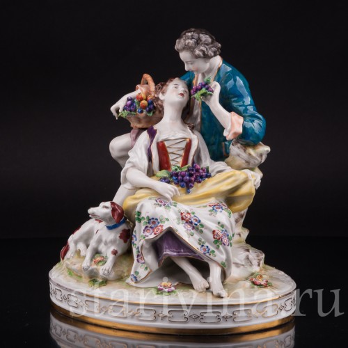 Фарфоровая композиция Пасторальная пара, Volkstedt, Германия, до 1935 г.
