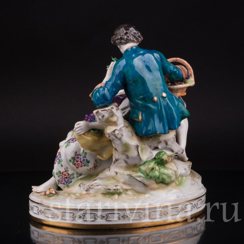 Фарфоровая композиция Пасторальная пара, Volkstedt, Германия, до 1935 г.