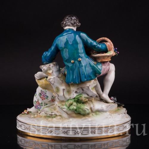 Фарфоровая композиция Пасторальная пара, Volkstedt, Германия, до 1935 г.