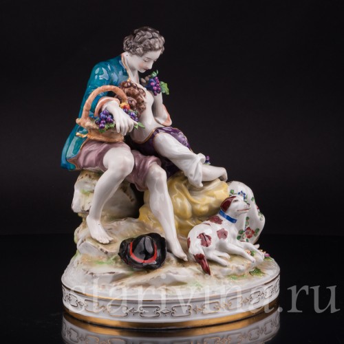 Фарфоровая композиция Пасторальная пара, Volkstedt, Германия, до 1935 г.