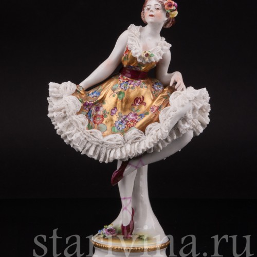 Статуэтка из фарфора Балерина, кружевная, Volkstedt, Германия, до 1935 г.
