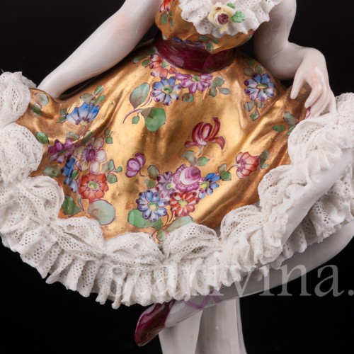 Статуэтка из фарфора Балерина, кружевная, Volkstedt, Германия, до 1935 г.